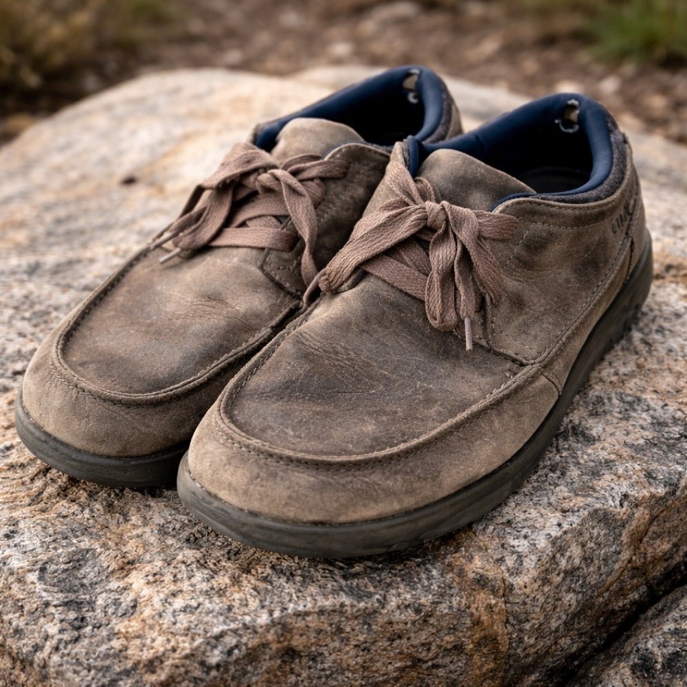 Patagonia Bungee Cord‎ Leather Moc Toe Shoes Mens 10.5 Brown Granola Gorpcore